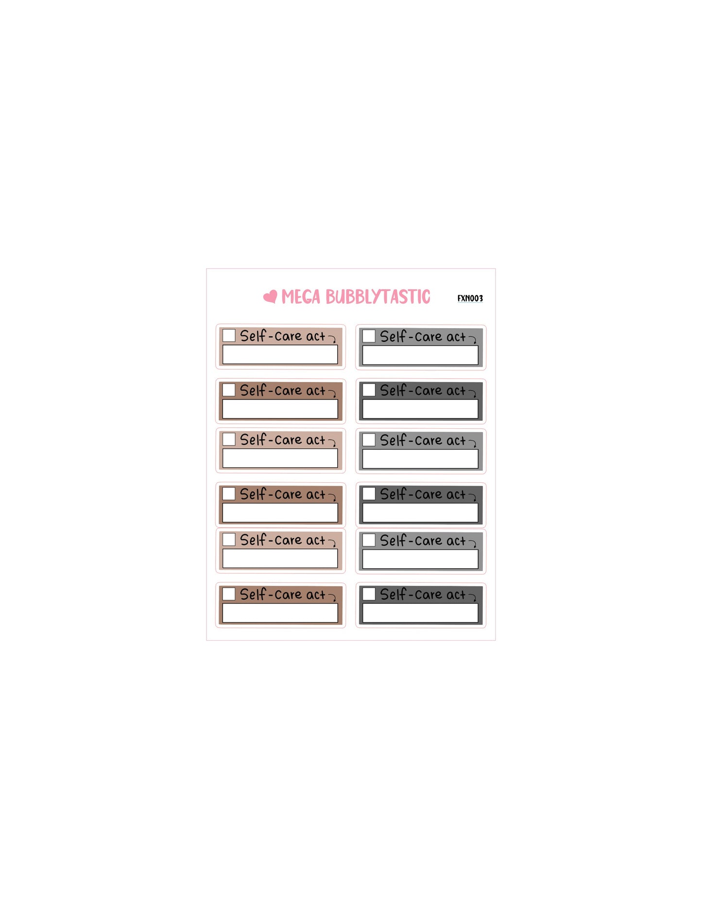 Self Care Act Neutral Box Kiss Cut Sticker Sheet