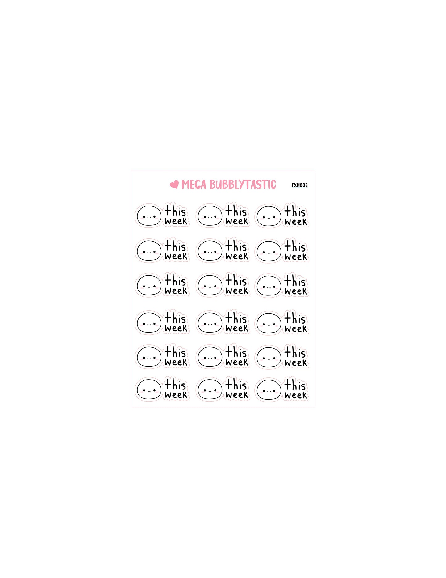 Small Bubble This Week Kiss Cut Sticker Sheet