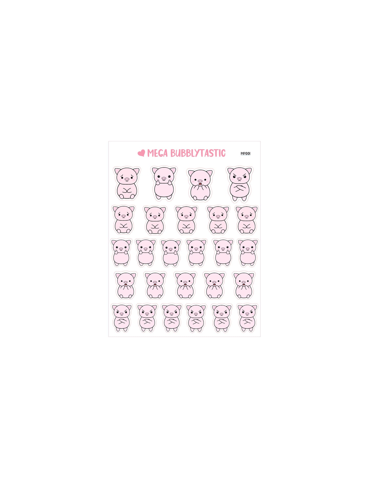 Piggy Angry Kiss Cut Sticker Sheet